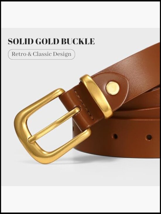 Women\'s Genuine Leather Belt with Gold Buckle main image 5